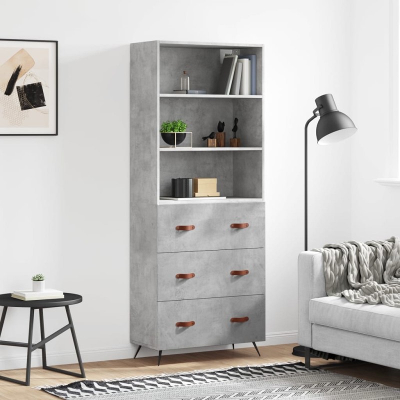 vidaXL Highboard Betongrau 69,5x34x180 cm Holzwerkstoff vidaXL Highboard Betongrau 69,5x34x180 cm Holzwerkstoff
