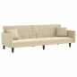 Schlafsofa mit Getränkehaltern Creme Stoff Schlafsofa mit Getränkehaltern Creme Stoff
