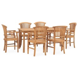 vidaXL 7-tlg. Garten-Essgruppe Massivholz Teak 