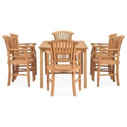 vidaXL 7-tlg. Garten-Essgruppe Massivholz Teak 