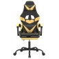 Gaming-Stuhl mit Fußstütze Drehbar Schwarz & Golden Kunstleder Gaming-Stuhl mit Fußstütze Drehbar Schwarz & Golden Kunstleder