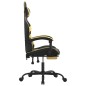 Gaming-Stuhl mit Fußstütze Drehbar Schwarz & Golden Kunstleder Gaming-Stuhl mit Fußstütze Drehbar Schwarz & Golden Kunstleder