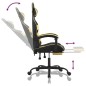 Gaming-Stuhl mit Fußstütze Drehbar Schwarz & Golden Kunstleder Gaming-Stuhl mit Fußstütze Drehbar Schwarz & Golden Kunstleder