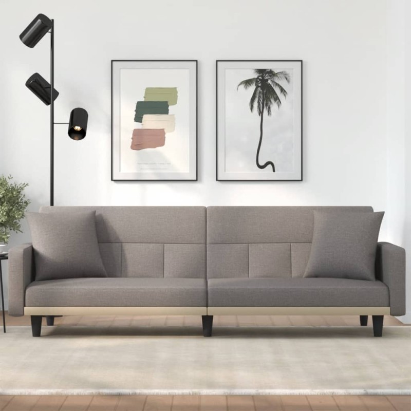 vidaXL Schlafsofa mit Kissen Taupe Stoff vidaXL Schlafsofa mit Kissen Taupe Stoff