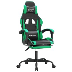 vidaXL Gaming-Stuhl mit Fußstütze Drehbar Schwarz & Grün Kunstleder