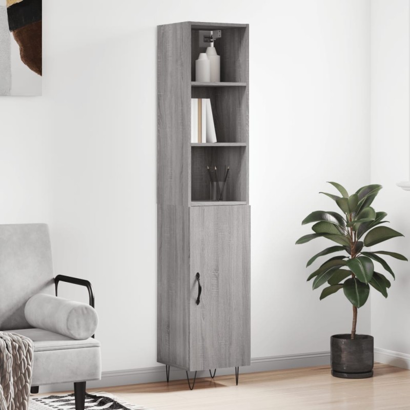 vidaXL Highboard Grau Sonoma 34,5x34x180 cm Holzwerkstoff vidaXL Highboard Grau Sonoma 34,5x34x180 cm Holzwerkstoff