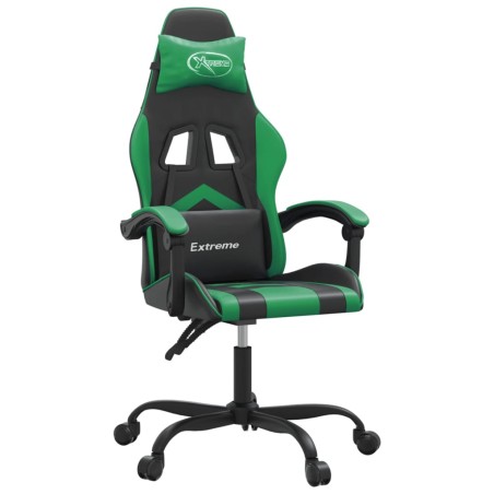 Gaming-Stuhl Drehbar Schwarz und Grün Kunstleder