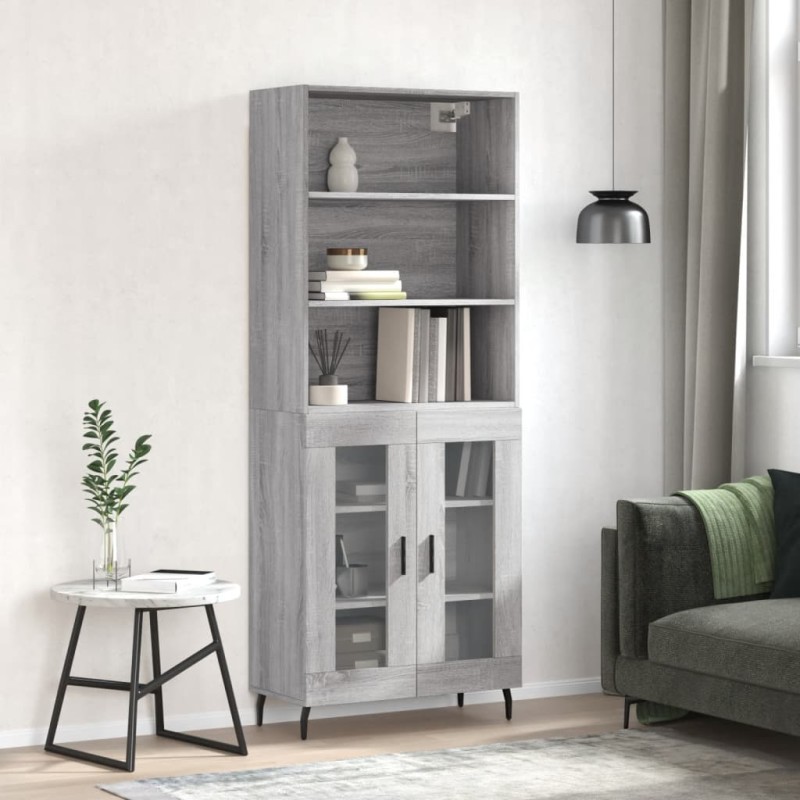 vidaXL Highboard Grau Sonoma 69,5x34x180 cm Holzwerkstoff vidaXL Highboard Grau Sonoma 69,5x34x180 cm Holzwerkstoff