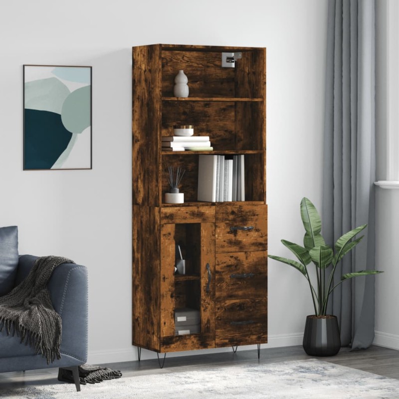 vidaXL Highboard Räuchereiche 69,5x34x180 cm Holzwerkstoff vidaXL Highboard Räuchereiche 69,5x34x180 cm Holzwerkstoff