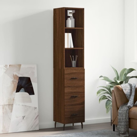 vidaXL Highboard Braun Eichen-Optik 34,5x34x180 cm Holzwerkstoff