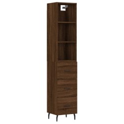 vidaXL Highboard Braun Eichen-Optik 34,5x34x180 cm Holzwerkstoff