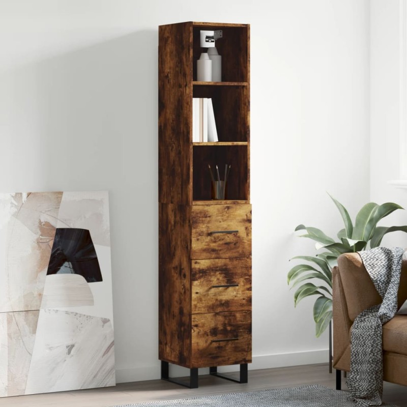 vidaXL Highboard Räuchereiche 34,5x34x180 cm Holzwerkstoff vidaXL Highboard Räuchereiche 34,5x34x180 cm Holzwerkstoff
