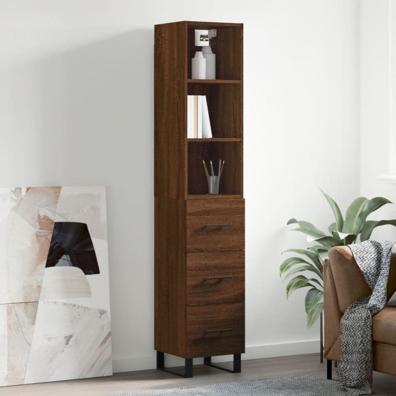 vidaXL Highboard Braun Eichen-Optik 34,5x34x180 cm Holzwerkstoff vidaXL Highboard Braun Eichen-Optik 34,5x34x180 cm Holzwerkstoff
