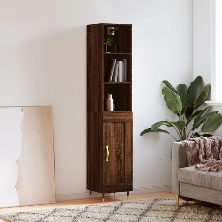 vidaXL Highboard Braun Eichen-Optik 34,5x34x180 cm Holzwerkstoff