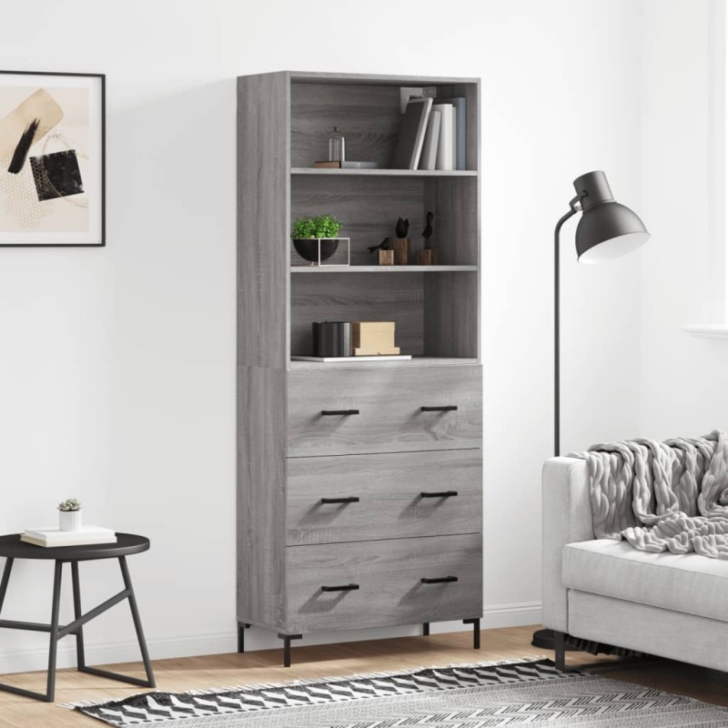 vidaXL Highboard Grau Sonoma 69,5x34x180 cm Holzwerkstoff vidaXL Highboard Grau Sonoma 69,5x34x180 cm Holzwerkstoff