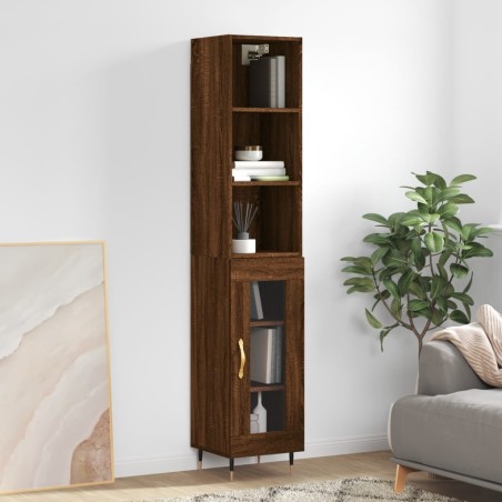 vidaXL Highboard Braun Eichen-Optik 34,5x34x180 cm Holzwerkstoff