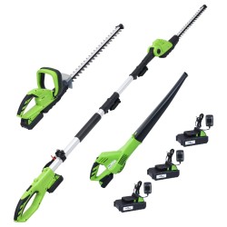 vidaXL 3-tlg. Akku-Gartengerät-Set mit Ladegeräten & Akkus