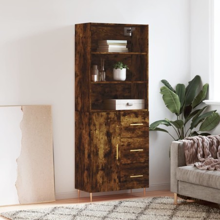 vidaXL Highboard Räuchereiche 69,5x34x180 cm Holzwerkstoff