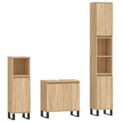 vidaXL 3-tlg. Badmöbel-Set Sonoma-Eiche Holzwerkstoff
