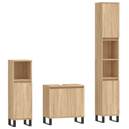 vidaXL 3-tlg. Badmöbel-Set Sonoma-Eiche Holzwerkstoff