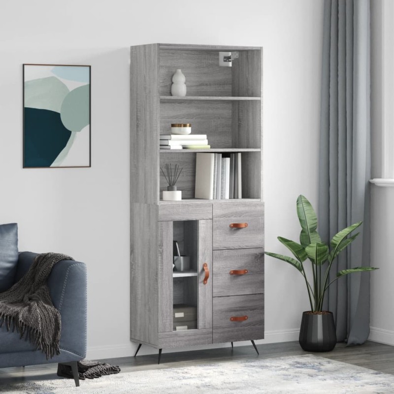 vidaXL Highboard Grau Sonoma 69,5x34x180 cm Holzwerkstoff vidaXL Highboard Grau Sonoma 69,5x34x180 cm Holzwerkstoff