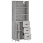 vidaXL Highboard Grau Sonoma 69,5x34x180 cm Holzwerkstoff vidaXL Highboard Grau Sonoma 69,5x34x180 cm Holzwerkstoff