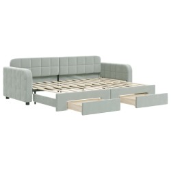 vidaXL Tagesbett Ausziehbar mit Schubladen Hellgrau 80x200 cm Samt