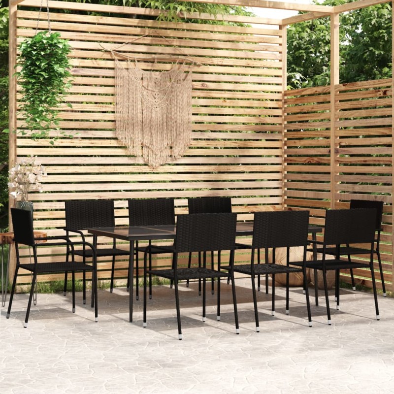 vidaXL 9-tlg. Garten-Essgruppe Schwarz vidaXL 9-tlg. Garten-Essgruppe Schwarz