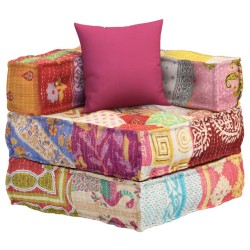vidaXL Modularer Pouf mit Kissen Patchwork Stoff