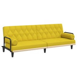 vidaXL Schlafsofa mit Armlehnen Hellgelb Stoff