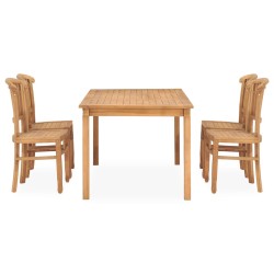 vidaXL 5-tlg. Garten-Essgruppe Massivholz Teak 