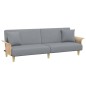 Schlafsofa mit Armlehnen Hellgrau Stoff Schlafsofa mit Armlehnen Hellgrau Stoff