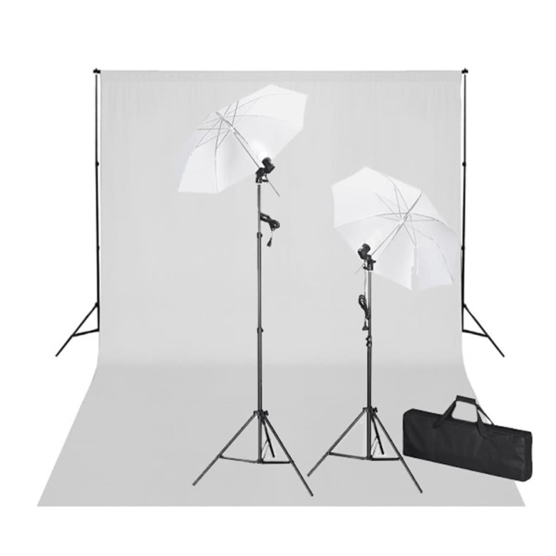 vidaXL Fotostudio-Set mit Weißem Hintergrund 600×300 cm & Leuchten vidaXL Fotostudio-Set mit Weißem Hintergrund 600×300 cm & Leuchten