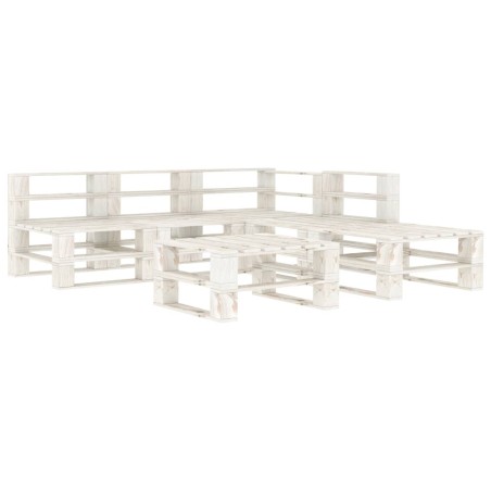 vidaXL 6-tlg. Garten-Lounge-Set aus Paletten Holz Weiß