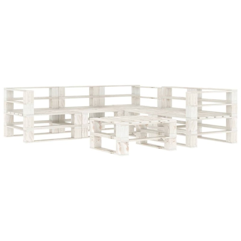 vidaXL 6-tlg. Garten-Lounge-Set aus Paletten Holz Weiß vidaXL 6-tlg. Garten-Lounge-Set aus Paletten Holz Weiß