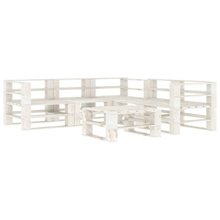 vidaXL 6-tlg. Garten-Lounge-Set aus Paletten Holz Weiß