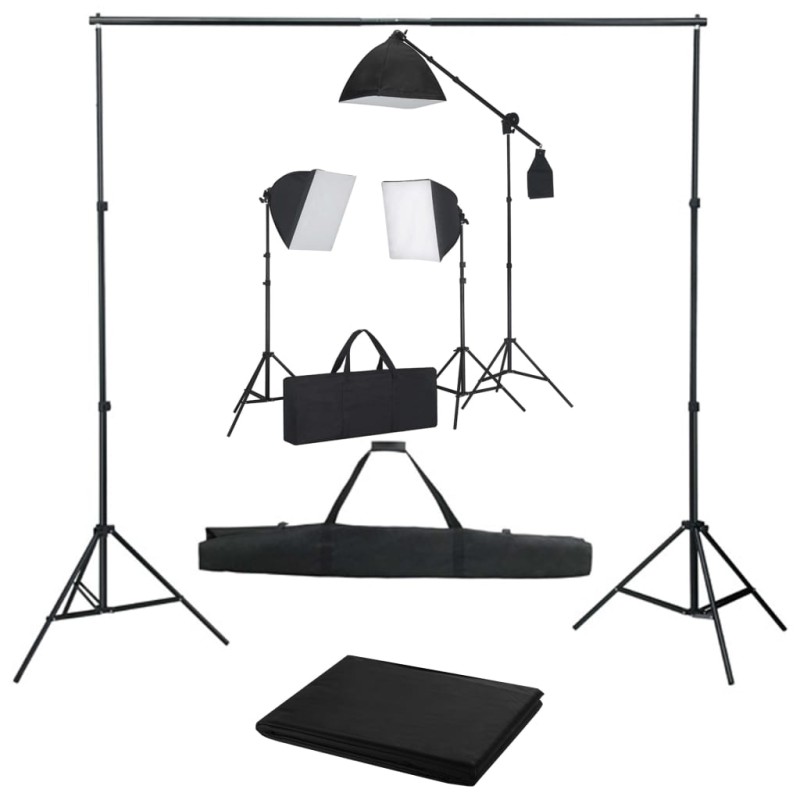 vidaXL Fotostudio-Set mit Softbox-Leuchten und Hintergrund vidaXL Fotostudio-Set mit Softbox-Leuchten und Hintergrund