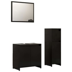 vidaXL 3-tlg. Badmöbel-Set Schwarz Holzwerkstoff