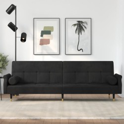 vidaXL Schlafsofa mit Kissen Schwarz Samt