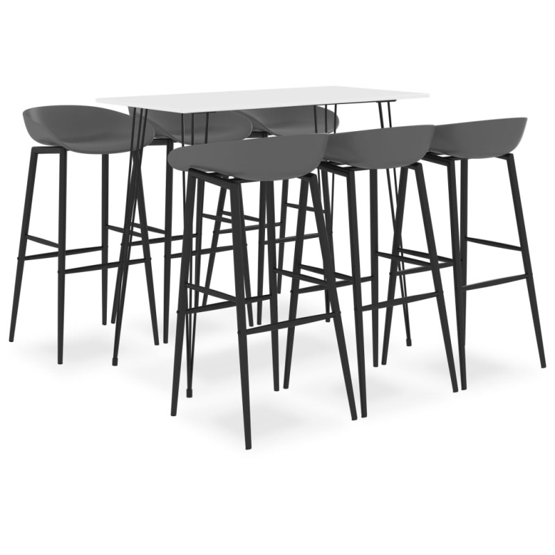 vidaXL 7-tlg. Bar-Set Weiß und Grau vidaXL 7-tlg. Bar-Set Weiß und Grau