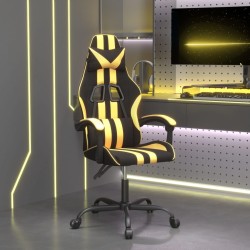 vidaXL Gaming-Stuhl Drehbar Schwarz und Golden Kunstleder