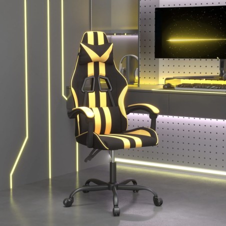 vidaXL Gaming-Stuhl Drehbar Schwarz und Golden Kunstleder
