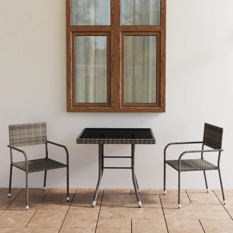 vidaXL 3-tlg. Garten-Essgruppe Poly Rattan Anthrazit und Grau vidaXL 3-tlg. Garten-Essgruppe Poly Rattan Anthrazit und Grau