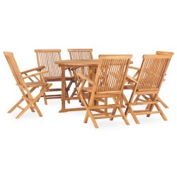 vidaXL 7-tlg. Garten-Essgruppe Klappbar Massivholz Teak