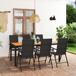 vidaXL 7-tlg. Garten-Essgruppe Schwarz und Braun