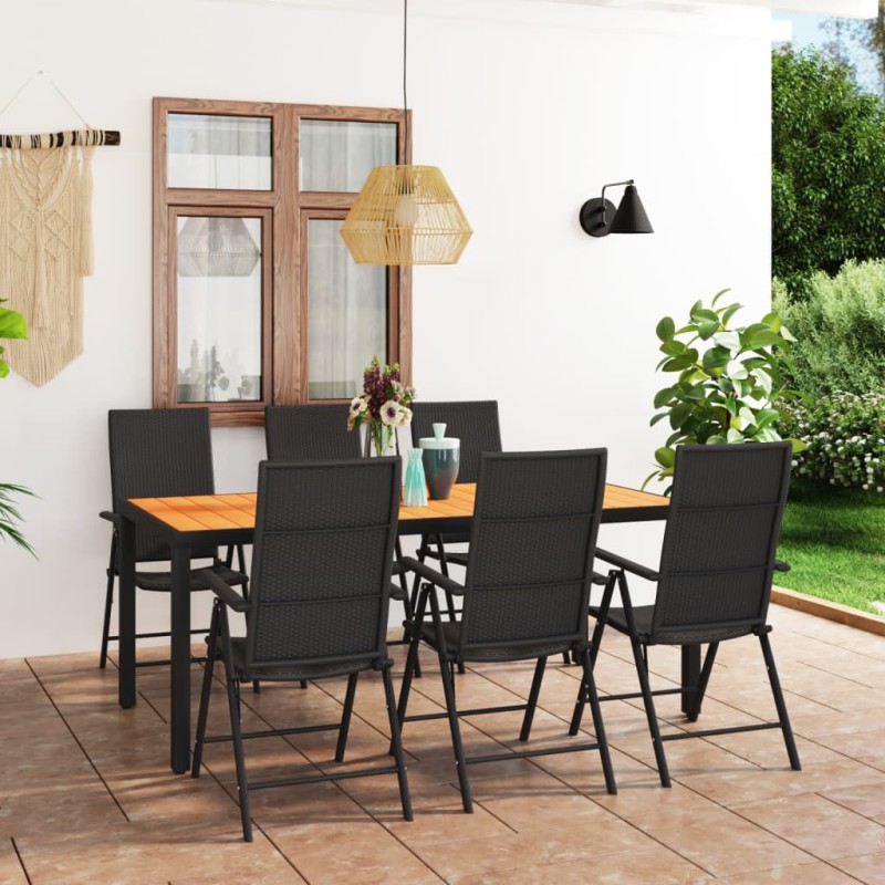 vidaXL 7-tlg. Garten-Essgruppe Schwarz und Braun vidaXL 7-tlg. Garten-Essgruppe Schwarz und Braun
