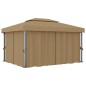 vidaXL Pavillon mit Vorhang 4x3 m Taupe Aluminium vidaXL Pavillon mit Vorhang 4x3 m Taupe Aluminium