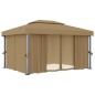 vidaXL Pavillon mit Vorhang 4x3 m Taupe Aluminium vidaXL Pavillon mit Vorhang 4x3 m Taupe Aluminium