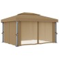 vidaXL Pavillon mit Vorhang 4x3 m Taupe Aluminium vidaXL Pavillon mit Vorhang 4x3 m Taupe Aluminium