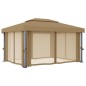 vidaXL Pavillon mit Vorhang 4x3 m Taupe Aluminium vidaXL Pavillon mit Vorhang 4x3 m Taupe Aluminium